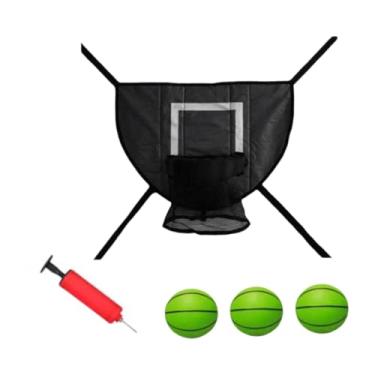 Imagem de kowaku Conjunto de cesta de basquete com trampolim, 3 mini bolas e 1 bomba, fácil de montar, gol de basquete macio para crianças e adultos, Bola Verde