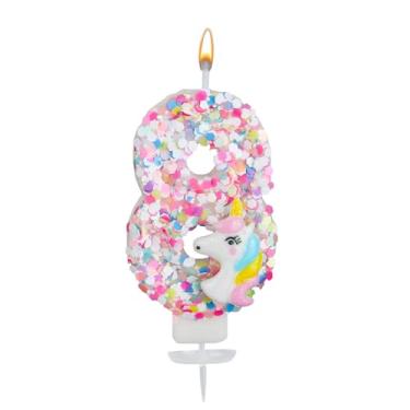 Imagem de Vela com Número Unicórnio, Glitter Lantejoulas Vela com Número Aniversário Topo de Bolo Unicórnio Decorações Aniversário para Meninas Chá de Bebê Celebrações Temáticas (8)