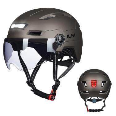 Imagem de ILM Capacete de bicicleta adulto com USB recarregável LED frontal e traseira capacetes de bicicleta montanha e estrada para homens e mulheres capacete de ciclismo removível E3-10L (titânio, PP)