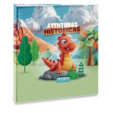 Imagem de Álbum de fotos Ical, encadernação tradicional, para 200 fotos 10x15cm - envelope plástico transparente - linha Infantil - modelo baby dinossauro - 195