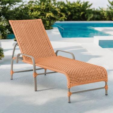 Imagem de Espreguiçadeira Corda Náutica em Alumínio para Piscina Edícula Catar Terracota