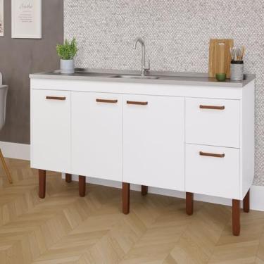 Imagem de Gabinete de Cozinha Grande 2 Gaveta 3 Portas 100% Mdf Grande (Branco)