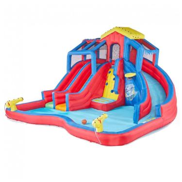 Imagem de Parque Aquático Inflável até 170 kg com 3 Toboáguas, 2 Canhões de Água e 1 Cesta de Basquete para Crianças Acima de 5 Anos, Banzai, Colorido