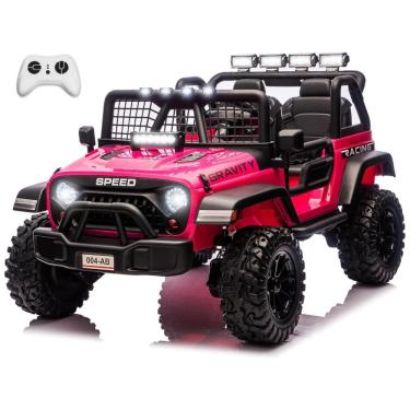 Imagem de Carro Elétrico Infantil Sopbost Rosa 24V 2 Lugares 4 Motores 4WD Pneus EVA Controle Bluetooth LED Off-Road