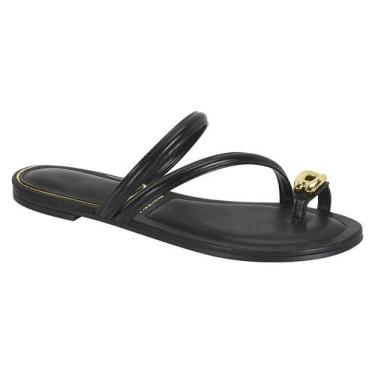 Imagem de Sandália rasteirinha feminina vizzano 6528.104 detalhe dourado, Preto,