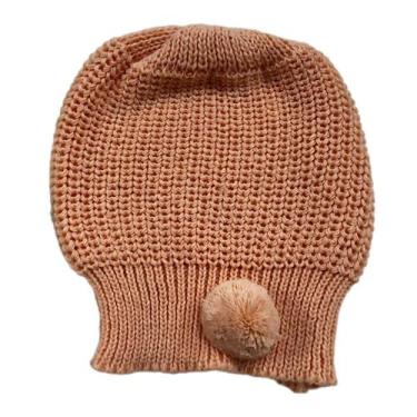 Imagem de Boina Touca Lã  Tricô Tricot Pompom Estilosa - YOYO, G, Salmão
