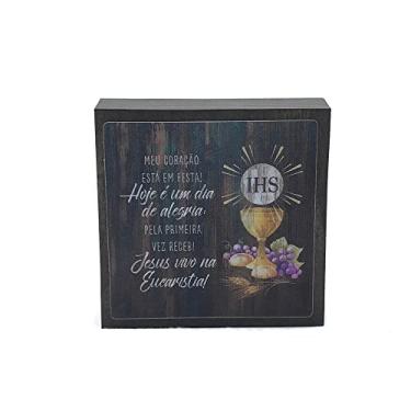 Imagem de Lembrança Primeira Eucaristia Comunhão Madeira Imbuia Rústico