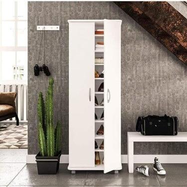 Imagem de Armário Multiuso 2 Portas 9 Prateleiras Jade Siena Móveis Branco