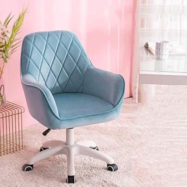 Imagem de Cadeira De Computador Com Apoio De Braço, Cadeira De Escritório De Veludo, Cadeira De Conferência Ergonômica Com Altura Ajustável, Cadeira Giratória Moderna Para Sala De Estudo Em Casa -,Azul B,43
