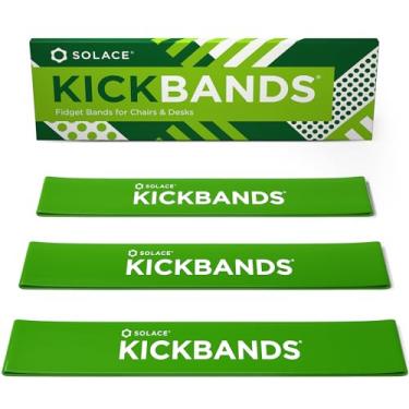 Imagem de KICK BANDS Pulseiras de cadeira para crianças com pés inquietos, pacote com 3 - Bandas antiestresse para TDAH para cadeiras e mesas de sala de aula - Solace Sensory Kickband (verde)