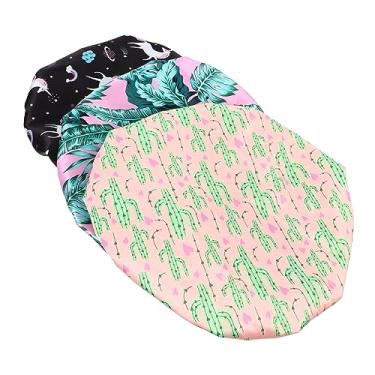 Imagem de DOITOOL 3 Peças 1 Conjunto touca de banho de cetim de camada dupla hair protector touca banho Touca de banho elástica chapéu de banho Moda chapéu protetor tampa de óleo cozido