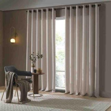 Imagem de Cortina Rústica Fenícia 4,20 x 2,50 m Linho Areia Bella Janela