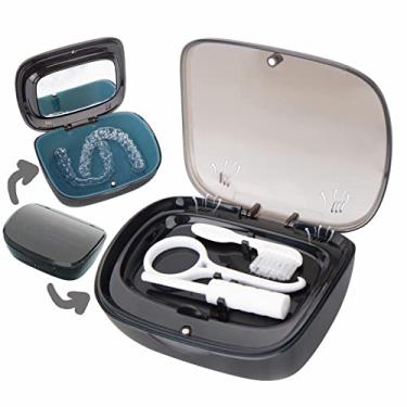 Imagem de MURRI&MURRDI Estojo retentor, caixa de banho de dentadura com cesta de filtro, estojo protetor de boca, copo de limpeza de cintos, suporte de dentadura fofo, recipiente de armazenamento de imersão