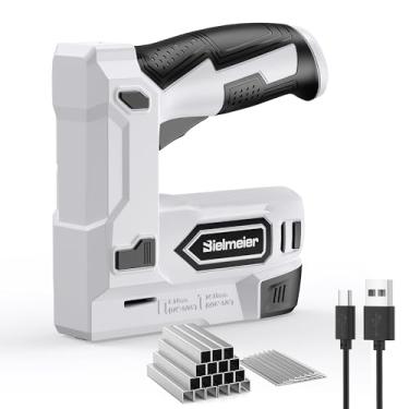 Imagem de Pistola elétrica Bielmeier, grampeador elétrico de íon de lítio 2 em 1, kit de pregador sem fio 4V com pregos, carregador USB, Power Tacker para estofados, reparo de materiais, carpintaria, faça você mesmo