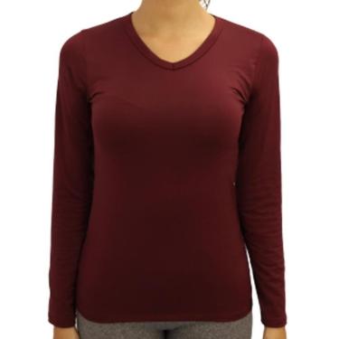 Imagem de Camiseta Dry Feminina Térmica Gola V Manga Longa Leve Frio-Feminino