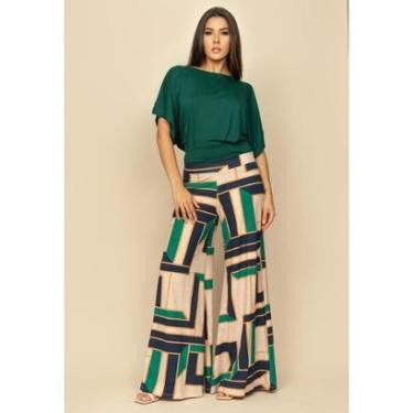 Imagem de Calça Pantalona Granja Malha Estampa Chapada de Areia - M-Veste 42-Feminino
