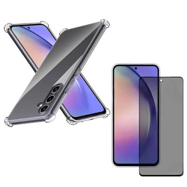 Imagem de Capa Capinha Anti Impacto + Película Privacidade 3D Para Galaxy A54 Tela De 6,4 Polegadas - (Bluepink)