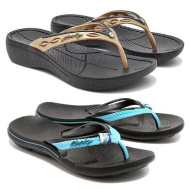 Imagem de Sandalia feminina chinelo com salto anti impacto + chinelo anatômico kit-Feminino