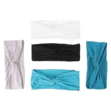 Imagem de 5 peças de faixa de cabeça esportiva Miss poliéster elastano equipamento yoga/3404