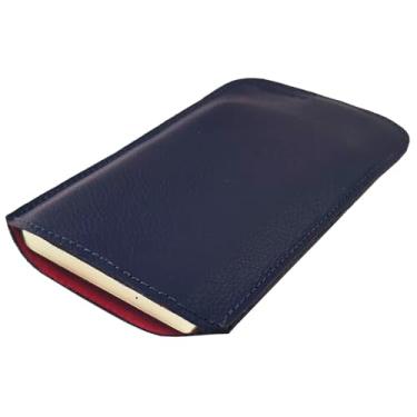 Imagem de Case Couro Legítimo C/Forro Vermelho Para Calculadora Hp12c Azul