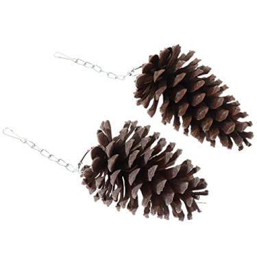 Imagem de Baoblaze 2 peças de brinquedos de pássaros mastigáveis em cone de pinheiro natural para papagaio
