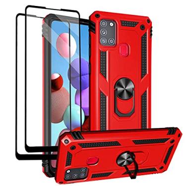 Imagem de Androgate Capa para Samsung Galaxy A21s com protetores de tela de vidro temperado, anel de metal de nível militar, capa à prova de choque testada contra quedas de 4,5 m para Samsung Galaxy A21s