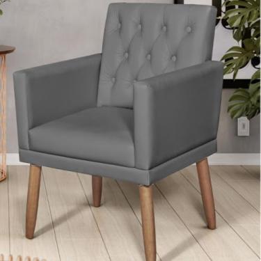 Imagem de Poltrona para Sala de espera Resistente confortável tecido Corino confortável pés de madeira reforçado MOBLAN decor (CINZA)