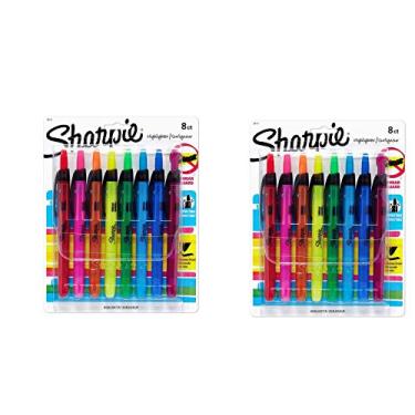 Imagem de Marca-texto retrátil Sharpie 28101, ponta de cinzel, cores sortidas, 2 Packages (8 Markers), 2 Packages (8 Markers), 2