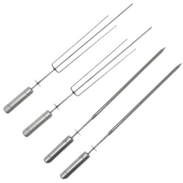 Imagem de 2 Espetos Tridentes + 2 Espetos Picanha Inox para Kit Giratório Brasa 
