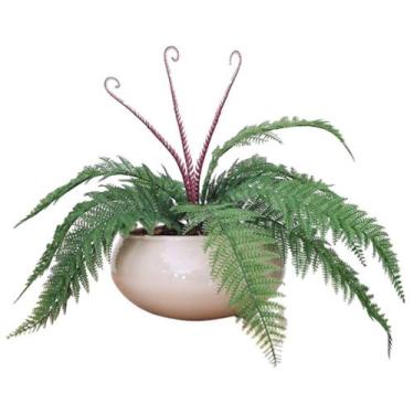 Imagem de Arranjo Com Vaso Grande Flores Samambaia Renda Verde Real - La Caza St