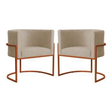 Imagem de Kit 02 Cadeiras Luna para Clínica Estética Base de Metal Bronze Suede 