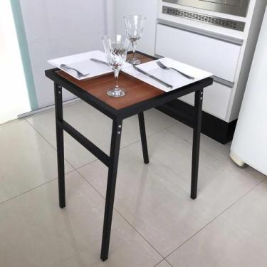 Imagem de Mesa Pequena Quadrada Para Cozinha Ou Sacada De Apartamento - MetalCro