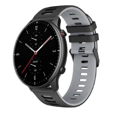 Imagem de Pulseira De Silicone Esportiva Para Amazfit GTR 2 Preto com cinza - 12