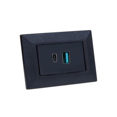 Imagem de Espelho de Tomada Simples Chanfrado com 2 USB 9.0A - CONNECT CAIXA TOM