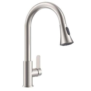 Imagem de Torneira Goumet Pull Down Cozinha Metal Escovado Monocomando Bancada -