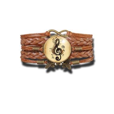 Imagem de Pulseira Feminina Clave de Sol Símbolo da Partitura Musical Ajustável 