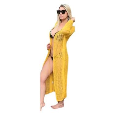 Imagem de Saída De Praia Longa Kimono Feminino Tricot Verão Moda - EUC STORE, Am