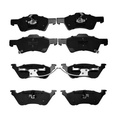 Imagem de IBESTWOLF Pastilhas de freio de cerâmica dianteiras e traseiras para Chrysler Town & Country Dodge Grand Caravan 2001-2007, substituição da pastilha de freio a disco P-857 P-858