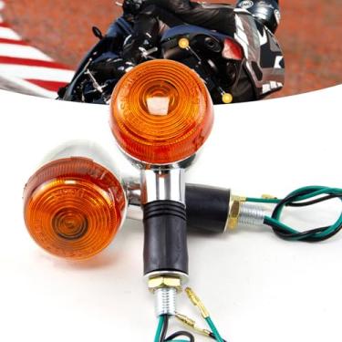 Imagem de Luzes indicadoras de seta de substituição âmbar para motocicleta Senbeder Racing para Honda Harley Kawasaki Suzuki Bullet Cruiser Bobber Chopper Acessórios de luz de comando (âmbar - 2 peças)