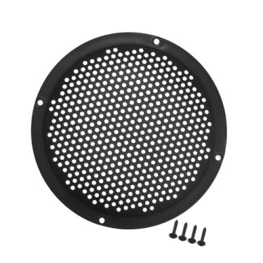 Imagem de Hihaha Capa universal de grade de alto-falante de carro de 15 cm redonda de malha para alto-falante de áudio de 15 polegadas capa protetora de subwoofer com parafusos de montagem preto - pacote com 1