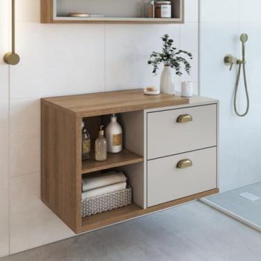 Imagem de Gabinete de Banheiro Suspenso 80cm Helena com 2 Gavetas sem Cuba - FAE