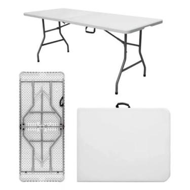 Imagem de Mesa Dobrável Vira Maleta Com Alça Portatil 1,80m Camping - Shark Blue