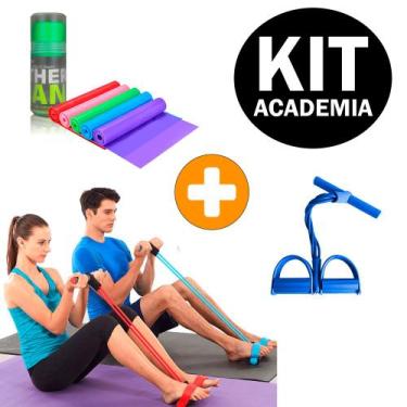 Imagem de Kit Elástico de Tensão com Apoio para os Pés Tube Fit + Elástico Pilat