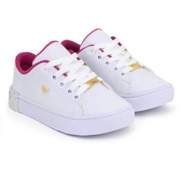 Imagem de Tenis Infantil Feminina Branco Menina Casual Escolar Lindo Versatil Escolar (Branco, BR, Criança de 4 a 8 anos, Numérico, M, 31)