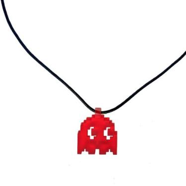 Imagem de Colar Geek Pac Man, com cordão de borracha de 60cm e fecho metálico. P