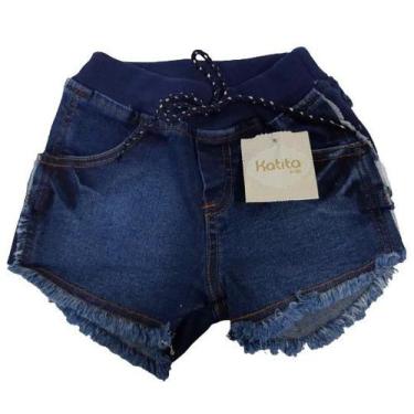 Imagem de Shorts Jeans Luxo Bebê Menina Verão Katita Kids Ref. 2421, Jeans, P ( 