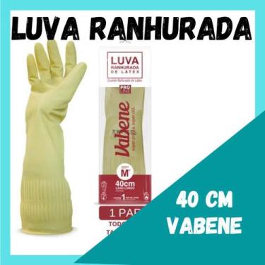 Imagem de LUVA DE LÁTEX RANHURADA FLEX 40cm Tam. P - VABENE 