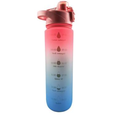 Imagem de Garrafa Tie Dye Plástico 1000 ML - GDR0486 - CenterCoisas, Azul Tampa 