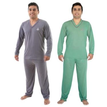 Imagem de Kit 2 Pijama Longo Masculino Adulto Manga Longa Inverno - Prikéta Pija
