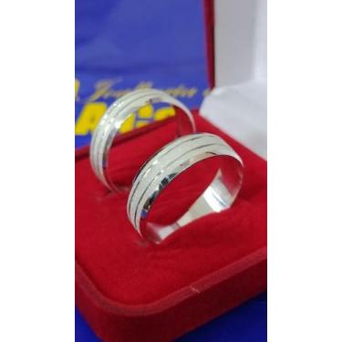 Imagem de Par Alianças Prata 950 Casal Namoro ,Compromisso, Noivado 7 mm Maciaça